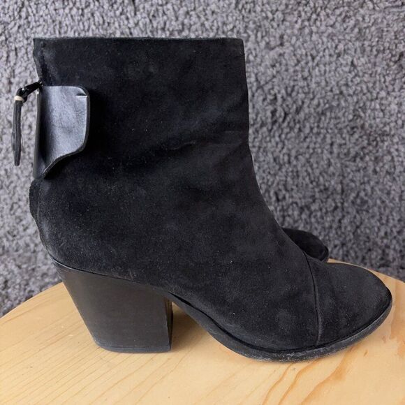 Rag & Bone Ryland Suede Ankle Boots Womens Size 7.5 Black Cap Toe Made in Italy - Picture 4 of 11